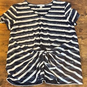 Navy and White Striped Short Sleeve Tee